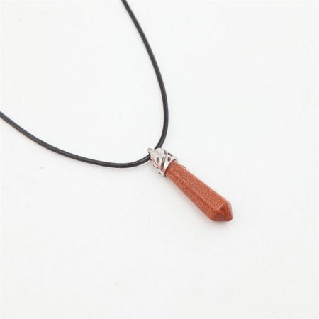Natural Quartz Pendant Stone Hexagonal Pillar Pendant Necklace - Orange