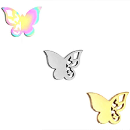 Small Gold|Silver|Multi Coloured Cute Butterfly Ear Studs For Women - 3 Pairs