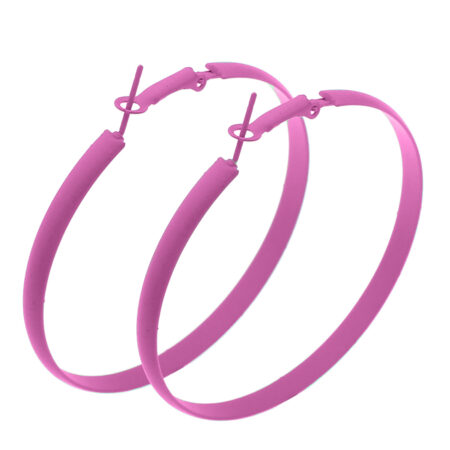 Classic Iron Big Fat Hoop Earrings - Approx 60mm Diameter - 4mm thick Purple Par