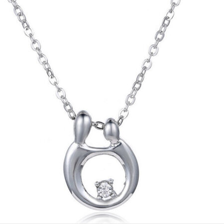 Mother and Child Together Forever Crystal Pendant Necklace