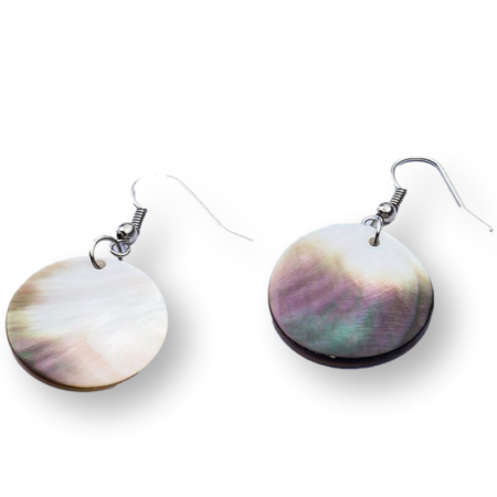 Dangling Natural Sea Shell Hook Earrings - Unique Like You - Dark Disc