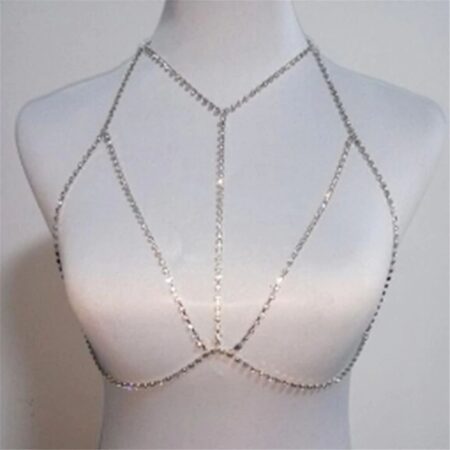 Delicate Silver Bikini Crossover Body Chain