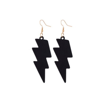 Dangle Lightning Bolt Hook Earrings - Statement Size Approx 93mm Drop Midnight B