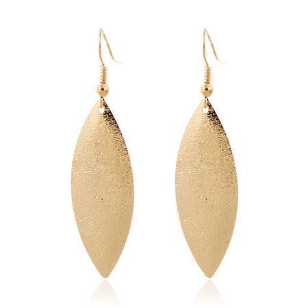 Dangling Gold Leaf Hook Earrings - 45mm Drop