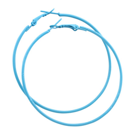 Stainless Steel 60mm Colored Hoop Earrings -Sky Blue
