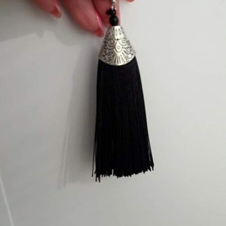 Vintage Fashion Bohemian Tassel Drop Hook Earrings with an Approx 80mm - Midnigh