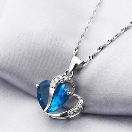 Beautiful Blue Amethyst Silver Heart Pendant Necklace