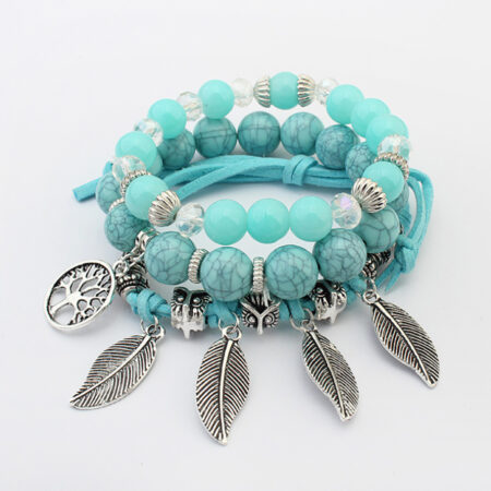 Affordable Boho 'Tree of Life' 3 piece Bracelet Set - Totally Turquoise