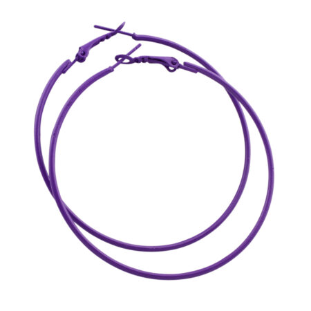 Stainless Steel 60mm Colored Hoop Earrings - Purple Paradise