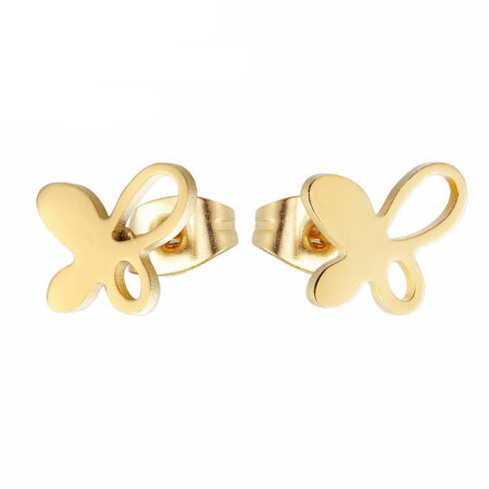 Small Gold Cute Butterfly Ear Studs For Women