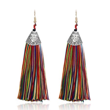 Vintage Fashion Bohemian Tassel Drop Hook Earrings with an Approx 80mm - Multico