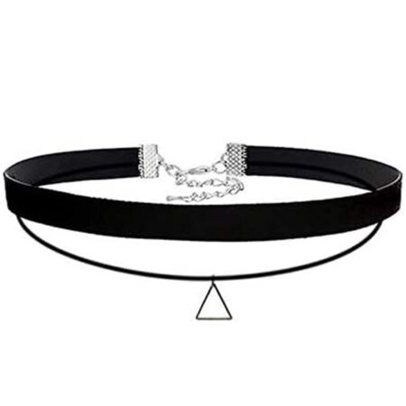 Classic Gothic / Punk Rocker Dainty Choker Velvet Necklace - Dangling Triangle
