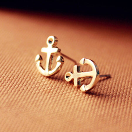 Small Gold Anchor Ear Studs For Women