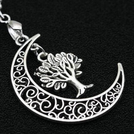 Tree Of Life & Moon Crescent Pendant Necklace
