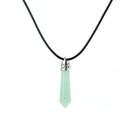 Natural Quartz Pendant Stone Hexagonal Pillar Pendant Necklace - Green