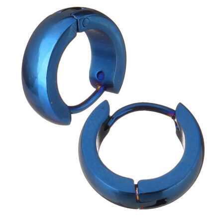 Stainless Steel Huggie Hoop Earrings - Approx 10mm hoop - Blue