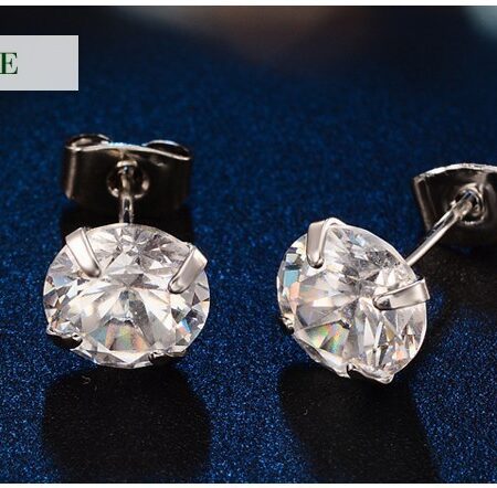 White Ice Silver Set Cubic Zirconia Stud Earrings