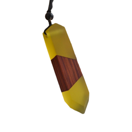 Natural Wood & Resin Colorful Pendant Necklace with Woven Rope Cord - Sunshine