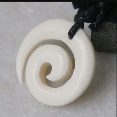 Stunning Hand Carved Koru (Spiral) Bone Pendant Necklace