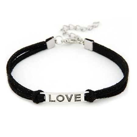 Love Handmade Rope Charm Bracelet - BLACK