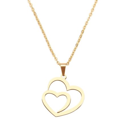 Stainless Steel Non-fading Forever Love Heart Pendant Womens Necklace -Gold