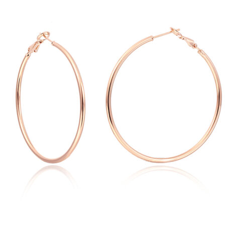 Rose Gold tone Stainless Steel Hoop earrings - 70mm