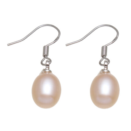 Cultured Pearl Earrings with Brass Hook - Approx 25mm Drop - Pretty Pink