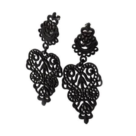 Delicate Boho Vintage Dangle Hook Earrings - Approx 60mm Drop - Black