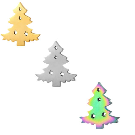 3 Pairs Small Christmas Tree Ear Studs - Men or Women - Multi | Silver | Gold