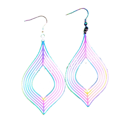 Stainless Steel Dangling Colourful Hook Earrings - Approx 85mm Drop