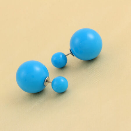 Blue - Double Pearl Stud Earrings