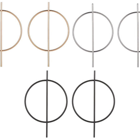 3 Pack Environmental Alloy Hoop earrings - Gold / Silver / Black - 70mm Drop