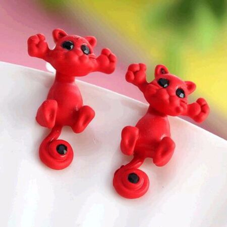 3D Black eye Cute Small Cat Stud Earring - pair