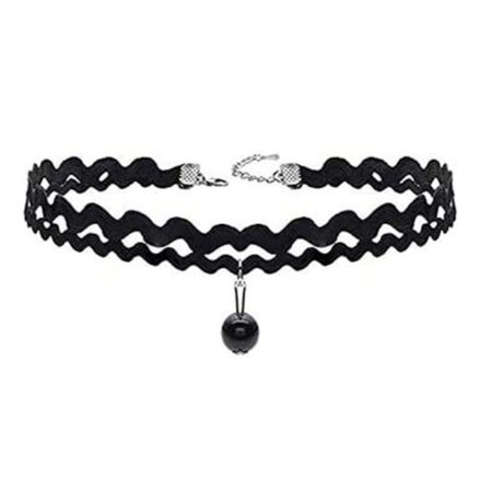 Classic Gothic / Punk Rocker Dainty Choker Velvet Necklace - Dangling Ball