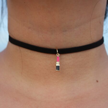 Gothic Short Choker Necklace - Lipstick Pendant