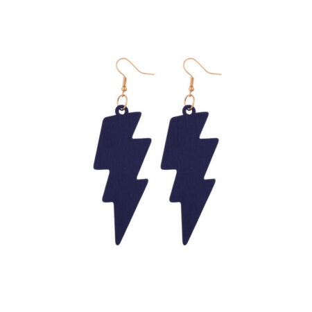 Dangle Lightning Bolt Hook Earrings - Statement Size Approx 93mm Drop Beaut Blue