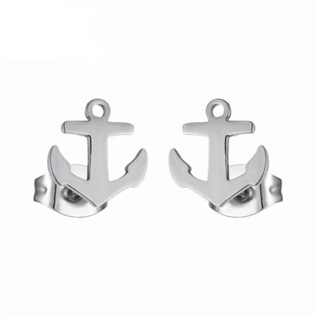 Small Silver Anchor Ear Studs For Women