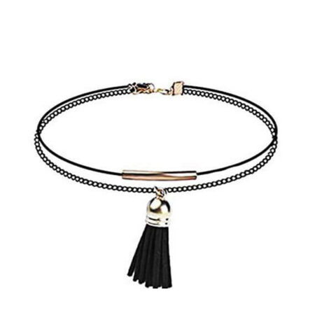 Classic Gothic / Punk Rocker Dainty Choker Velvet Necklace - Bell Tassel