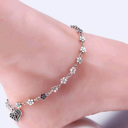 Silvertone Tibetan Boho Heart Anklet / Bracelet