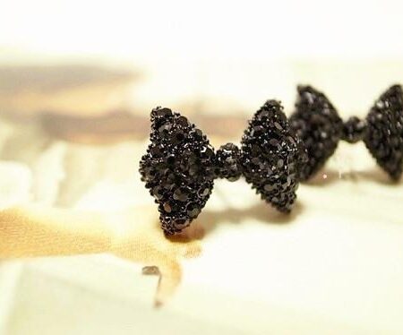 Butterfly Bow Stud Earrings - Black