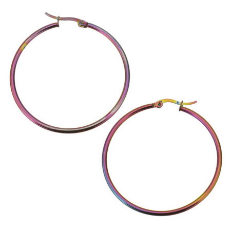 Stainless Steel 50mm Colored Hoop Earrings - Radical Rainbow