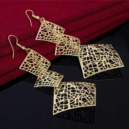 Delicate Bohemia Vintage Filigree Dangle Square Earrings