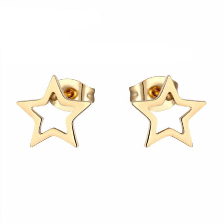 Mini Stainless Steel Star Stud Earrings - Gold tone