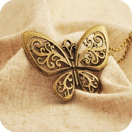 Hollow Gold Butterfly Pendant Necklace