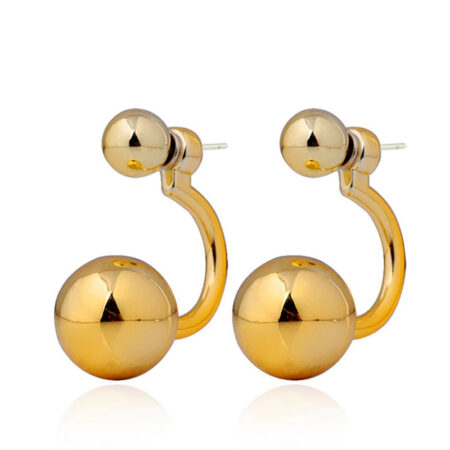 Gold Double Imitation Pearl Hanging Earrings