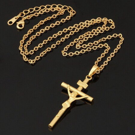 Goldtone Crucifix Cross pendant necklace