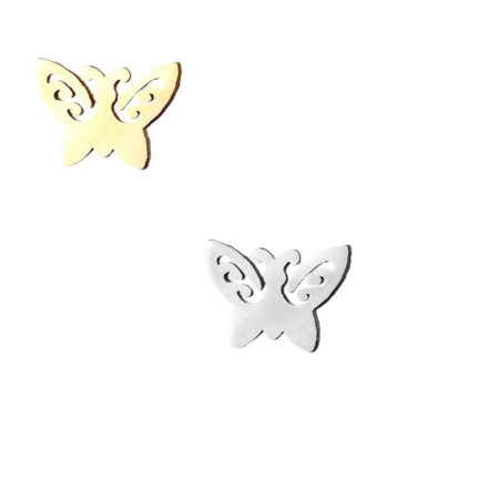 Small Gold and Silver Cute Butterfly Ear Studs For Women - 2 Pair Pack