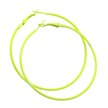 Stainless Steel 60mm Colored Hoop Earrings -Sunshine Yellow