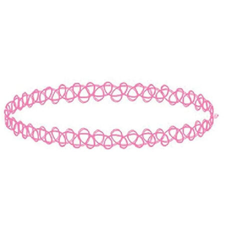 Classic Gothic / Punk Rocker Dainty Choker Tattoo Necklace - Hot Pink