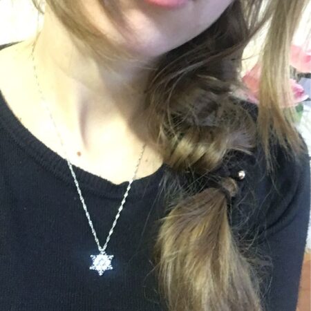 Sky Blue Crystal Snowflake Zircon Flower Silver Necklace - sea blue